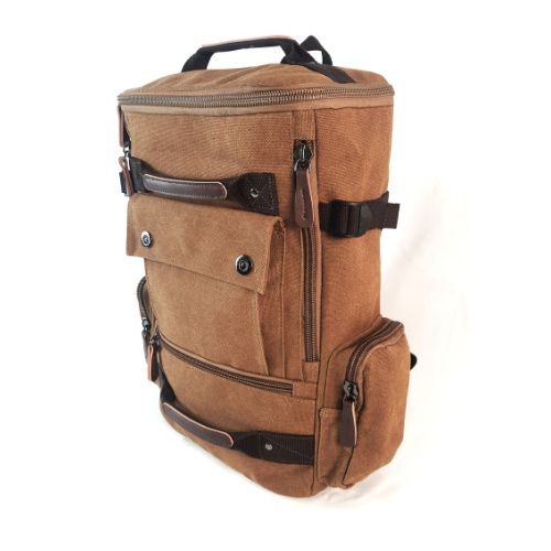 Mochila de lona marron vintage rettro