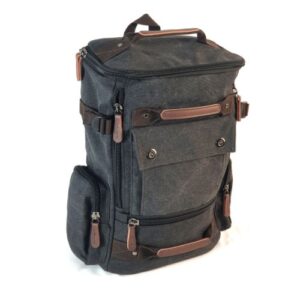 Mochila Rectangular Vintage en lona Negra modelo canvas