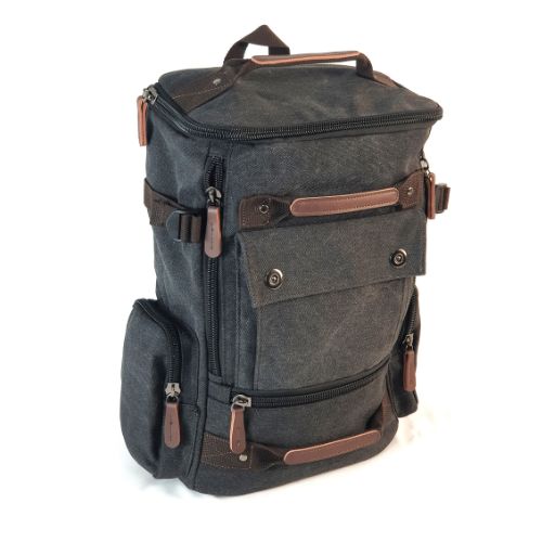Mochila Rectangular Vintage en lona Negra modelo canvas