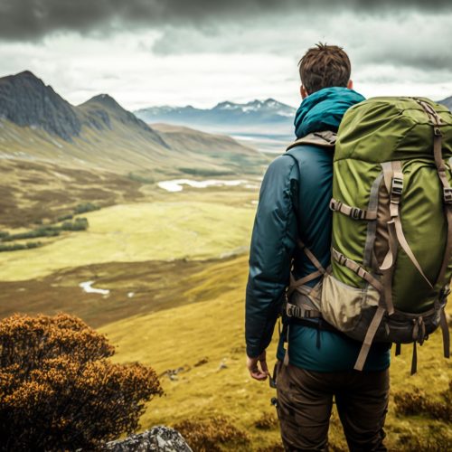active lifestyle hiking in the mountains
 illustration Generative AI.
